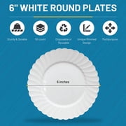 Premium Hard Plastic Round White Plates – 50 x 6” -Washable & Reusable - Party Supplies For Birthdays, Celebrations, Buffets, Fiestas, Catering & More