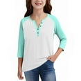 thumbnail image 7 of DxhmoneyHX 3/4 Sleeve T Shirts for Girls Dressy Casual V&nbsp;Neck Raglan Henley Shirt Spring Fall Fashion Tunic Tops Casual Lightweight Basic Tees Size 3 Years, 7 of 7