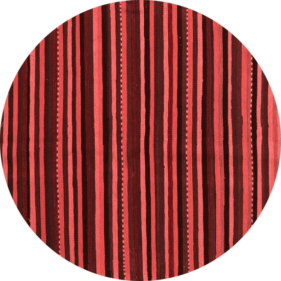 Ahgly Company Indoor Round Abstract Red Contemporary Area Rugs, 3' Round