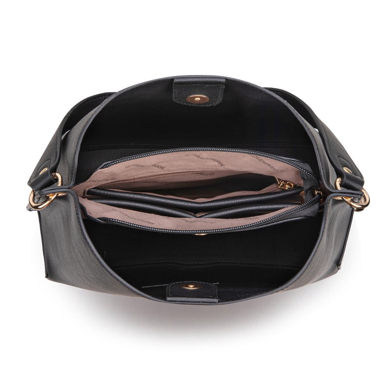 Montana West Hobo Purse for Women Bucket Shoulder Bag with Crossbody Strap, Black