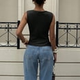 thumbnail image 4 of Women's Draped Cowl Neck Ruched Sleeveless Tank Top Going Out Tops Elegant Brunch Outfit Summer Beach Vacation Going Out Womens Tops Black L, 4 of 5
