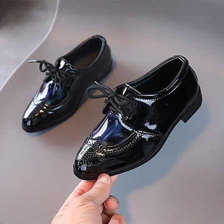 

nsendm Summer And Autumn Fashion Boys Casual Leather Shoes Solid Color Lace Up Pointed Lace Up Dress Boys Rubber Boots Size 5 Blue 4.5 Years