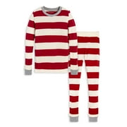 Matching Family Christmas Pajamas Burt's Bees Baby Kids Unisex 2-Piece Henley & Rugby Stripe Set