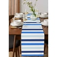 thumbnail image 4 of ERUNPONLY Blue Ombre Striped Table Runner - 60 Inch Long Farmhouse Stripes Simple Art Cotton and Linen Blended Dress Scarves Farmhouse Table Runner for Kitchen Dining, Coffee Table, 13"x60", 4 of 8