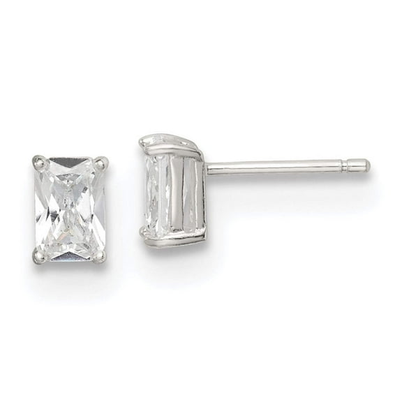 Primal Silver Sterling Silver 6x4mm Cubic Zirconia Stud Earrings