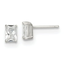 Primal Silver Sterling Silver 6x4mm Cubic Zirconia Stud Earrings