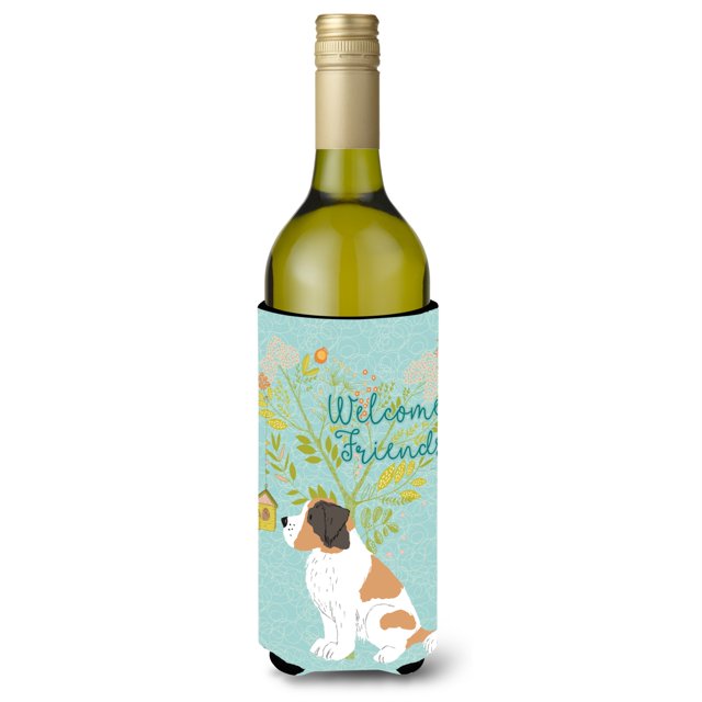 "Treasures Welcome Friends Saint Bernard Decorative Bottle Hugger, 750 ml, Multicolor" Caroline's Treasures BB7599LITERK