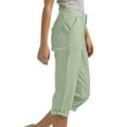 thumbnail image 7 of Roncen Women's Solid Cargo Capri Pants - Elastic Waist Casual Utility Design with Side Pockets, 7 of 7