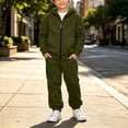 thumbnail image 2 of SERTGUTR Boys' Hoodie Sweatshirt Set, Zip Up Jacket and Jogger Pants, Solid Color Warm Fleece Lined Tracksuit with Pockets, Everyday School Casual Outfit, 2 of 9