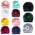 thumbnail image 1 of Kids Baby Turban Soft Velvet Doughnut Knot Hat Winter Warm Cap, 1 of 5