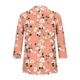 thumbnail image 4 of Craaazy Women's Casual Printing 3/4 Sleeve Button V- Neck Pleated Spring Summer Shirts Gifts, 4 of 6