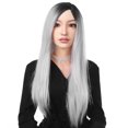 thumbnail image 2 of SEGO Fashion Ombre Long Curly Wave Hair Wigs Heat Resistant Straight Synthetic Hair Wigs For Women, 2 of 7