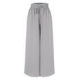thumbnail image 3 of BODOAO Women's Casual Wide Leg Culottes Pants Comfy Drawstring High Elastic Waist Palazzo Pants Wide Leg Pants Solid Color Waist Pants Gy2 M, 3 of 4