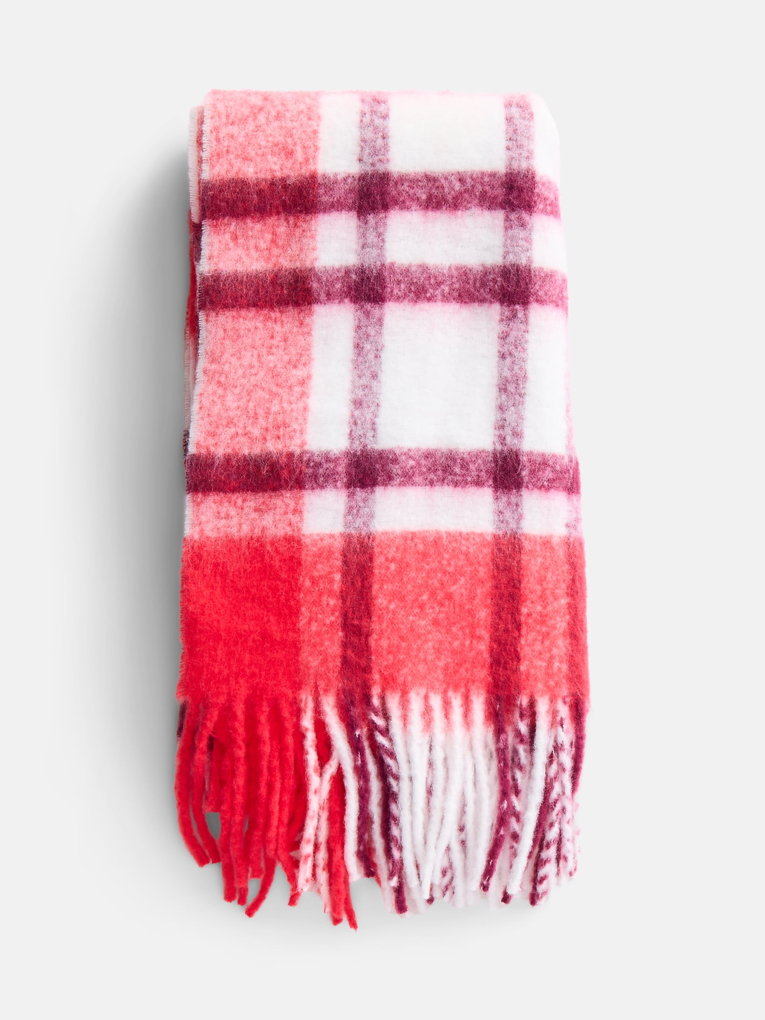 Scenario Women's Woven Plaid Scarf, Red