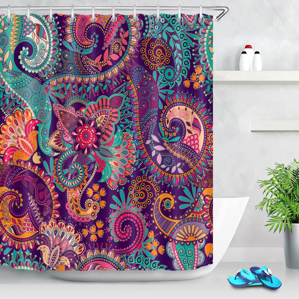 Bathroom Decor New Custom Colorful Mandala Paisley Shower Curtain 60x72 