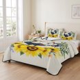 thumbnail image 2 of Full Quilt Set 78''x90'', Sunflowers Rooster Lightweight Bedspread Coverlet Set with 2 Pillow Shams, Watercolor Leaves Retro Art Rustic Breathable All Season Quilt Bedding for Bedroom/Guest Room, 2 of 9