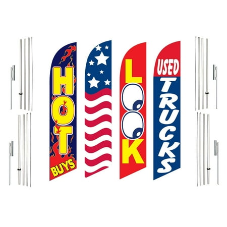 4 Swooper Flags With 4 Pole Kits Hot Buys USA Look Used Trucks