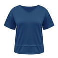 thumbnail image 5 of GaThRRgYP Tops for Women,Fashion Women's Casual Solid Color Pleated Short Sleeve V-Neck Blouses Shirts Blue S, 5 of 6