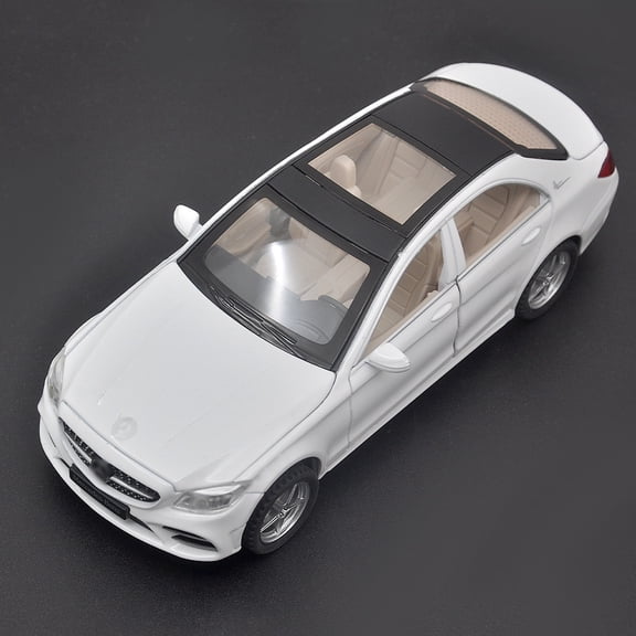 The 1:32 scale is suitable for Mercedes-Benz C260L alloy die-cast car models, equipped with openable doors, lights, sound and spring-back function. Boys' toy cars, children's birthday gift toy cars.