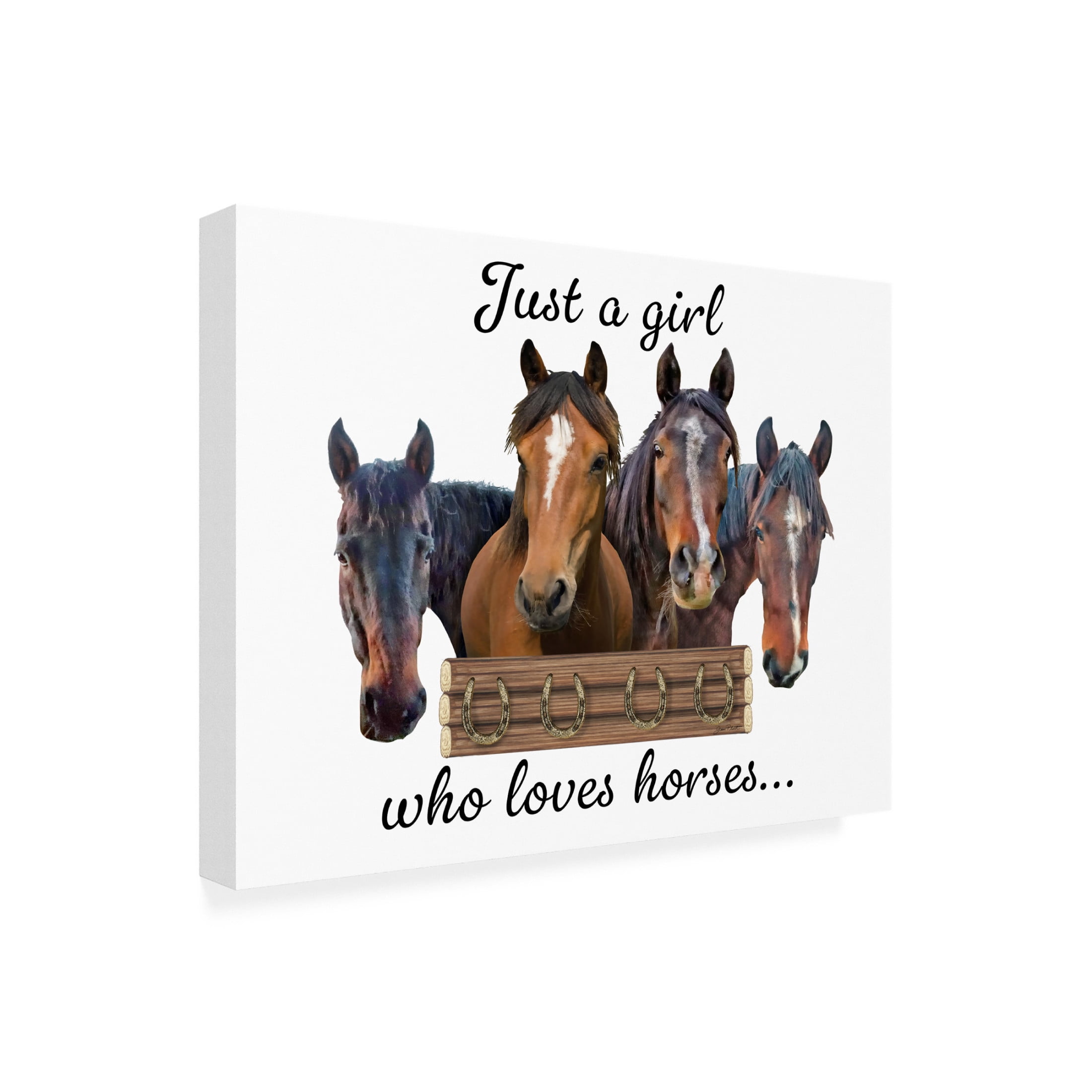 Canvas Wall Art - Jean Plout 'Just A Girl Who Loves Horses B' Wall Art for Living Room, Bedroom, or Office Décor by Trademark Fine Art - 24 x 18 Inches