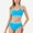 Light Blue, variant on Women's Sporty High Waist Bikini Set with Contrast Trim and Scoop Neck Crop Top - Small, Light Blue