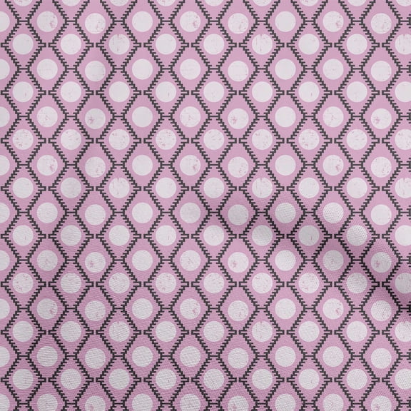 oneOone Polyester Spandex Purple Fabric Asian Block Print Geometric Diy Clothing Quilting Fabric Print Fabric By Yard 56 Inch Wide