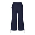 thumbnail image 7 of Nestiefly Cotton Linen Capri Pants for Women Petite Summer Pedal Capris 2026 Elastic High Waist Wide Leg Crop Trouser with Pockets Navy 2XL, 7 of 7