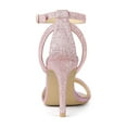 thumbnail image 3 of BLISSFUL STEP Women's Shoes Glitter Stiletto Heel Sandals Ankle Strap Open Toe Party Shoes Pink 7, 3 of 9