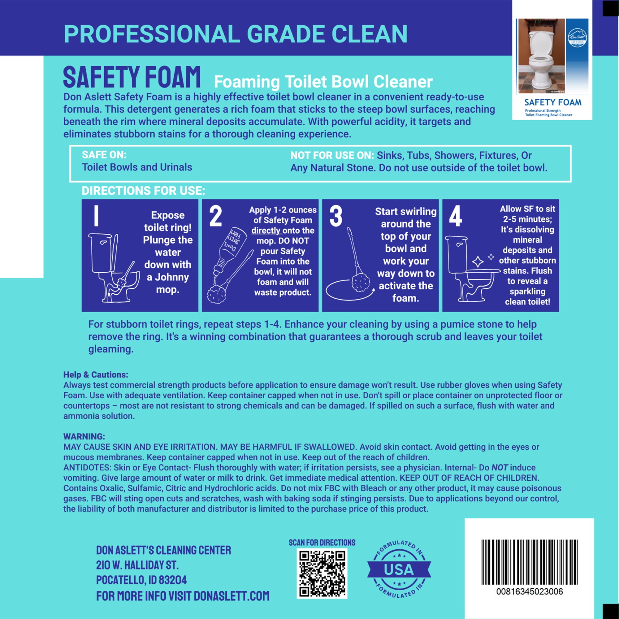Don Aslett's Complete Toilet Cleaning Set | Includes 32 oz Toilet Cleaner, Convenient Cleaning Caddy, Johnny Mop Toilet Brush, and Pumice Stone for Tough Stains