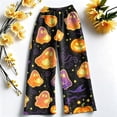 thumbnail image 5 of Fabrcox Halloween Women's Pajamas Pants Fleece Funny Pumpkin Ghost Cat Womens Lounge Pants Cozy Fall Winter Warm Wide Leg Sleep Pants Women, 5 of 6