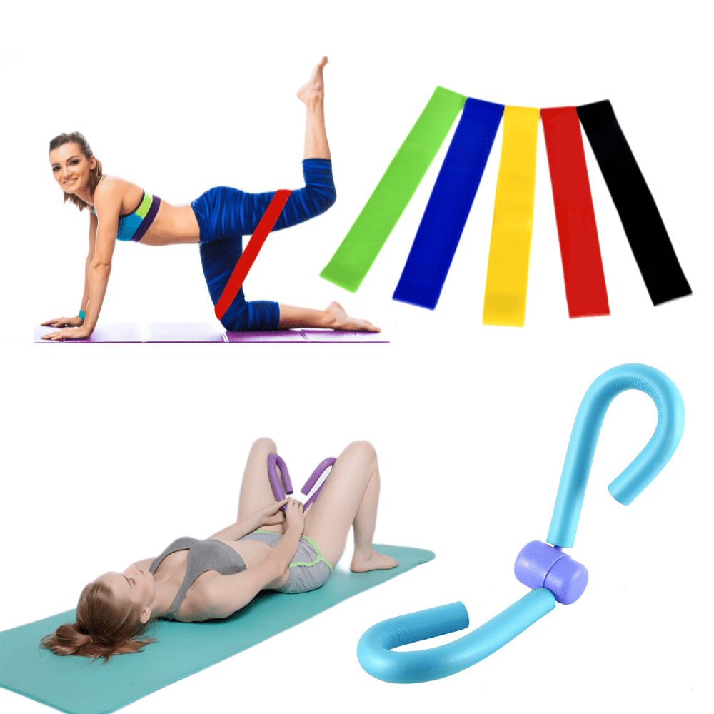 5PCS Resistance Workout Bands with Thigh Exerciser, Booty Bands, Non Slip Resistance Bands for