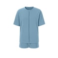 thumbnail image 5 of Womens Oversized Loungewear Two Piece Outfits Casual Lounge Shorts Sets Baggy Summer Short Sleeve Plain Matching Set Blue, S, 5 of 7