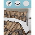 thumbnail image 4 of Farmhouse Brown Queen Size Down Alternative Comforter,Lightweight Comforter Quilt Bedding Set with Pillow Shams Rustic Wooden Historical Barn Door Plank All Seasons Bed Comforter Duvet Insert 90"x96", 4 of 7
