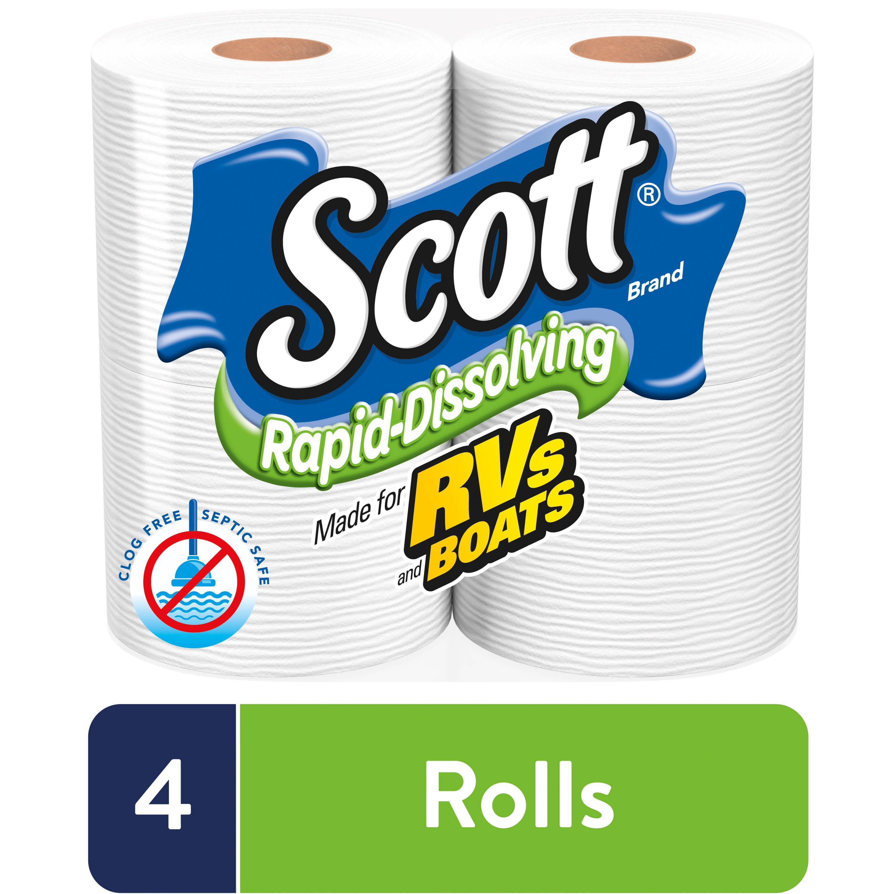 Scott Rapid-Dissolving Toilet Paper 8-Toilet Paper Rolls Bath Tissue RV Boats US 
