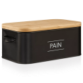 thumbnail image 3 of Bouclair Black Metal Bread Box with Bamboo Lid, 3 of 6