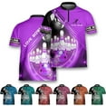 thumbnail image 2 of Custom Bowling Jerseys for Men Women Personalized Team Name Quarter Zip 3D Apparel Customized Bowling Jersey Shirts Unisex (Blue, 3XL), 2 of 9