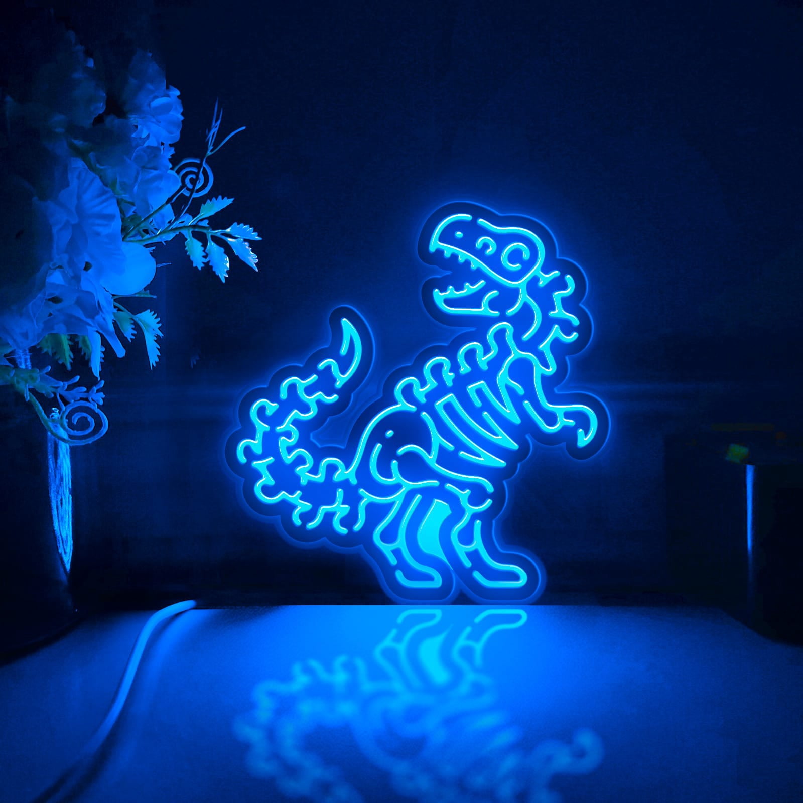 Dinosaur Led Light Box, Dimmable Neon-Like Light Signs USB Power for Wall Decor Bedroom Decoration, Color Flow Effect (WxH) 6"x6"