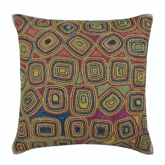 Decorative Pillow Covers, Decorative Multi Color Designer Pillow Covers 16x16 inch (40x40 cm), Silk Toss Pillow Covers, Geometric, Beaded, Modern Throw Pillows - Colorful Dream