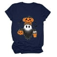 thumbnail image 4 of enyan Womens Halloween Shirts Fall T-Shirts Cute Ghost Pumpkin Graphic Autumn Graphic Tees Thanksgiving Tops Navy,XXXL, 4 of 5