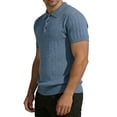 thumbnail image 5 of Ecqkame Mens Shirts Knitted Pit Stripe Slim Fit Textured Stretchy Shirt Turndown Collar Short Sleeve Button Casual Breathable Tops Sky Blue XXL, 5 of 5