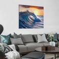 thumbnail image 4 of FANNA Canvas Wall Art For Living Room Wall Decor Bedroom Office Decoration Sunrise Ocean Waves Wall Paintings Blue Sea Beach Wall Pictures Canvas Prints Artwork Modern Room Home 16x16 in, 4 of 5