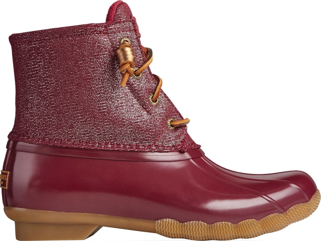 red sperry duck boots