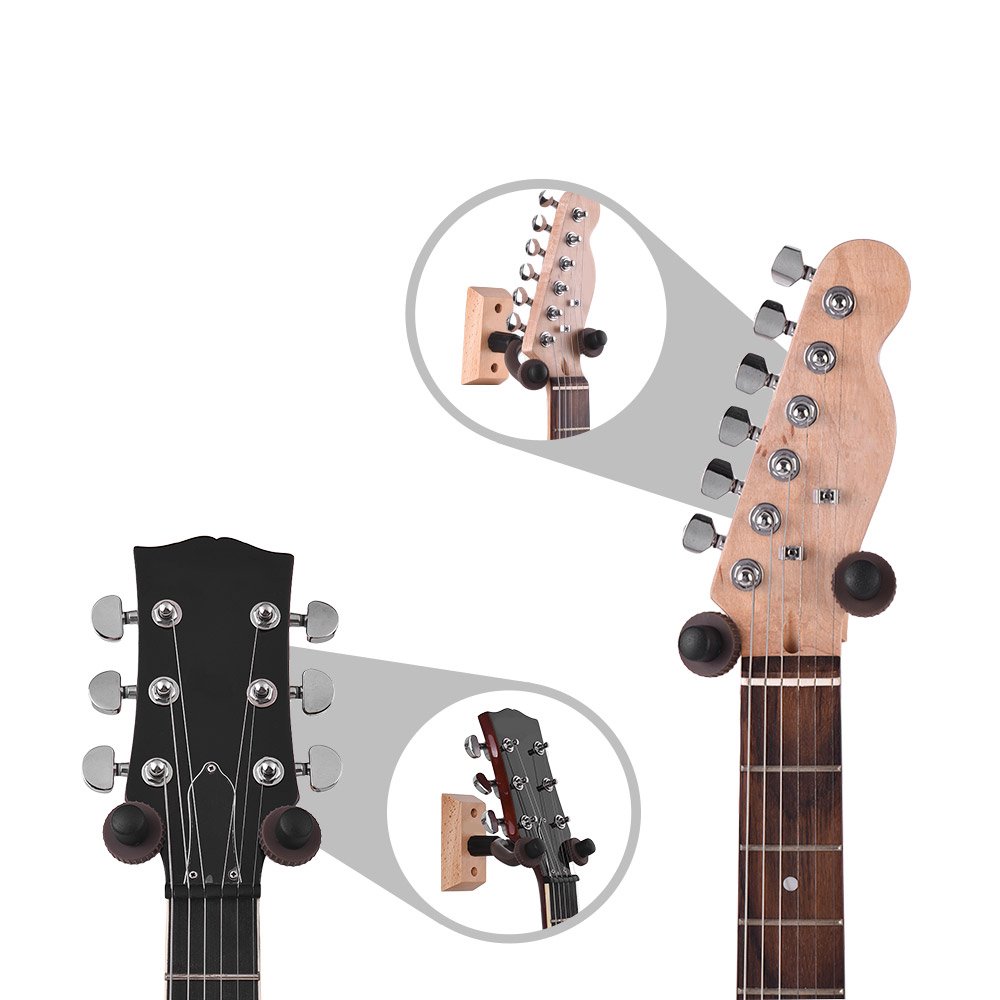 Support Mural Pour Guitare (acoustique, Classique, électrique, Basse) - 2 Crochets Réglables Avec Vis Et Chevilles Incluses - Gain De Place Et Protection - 12