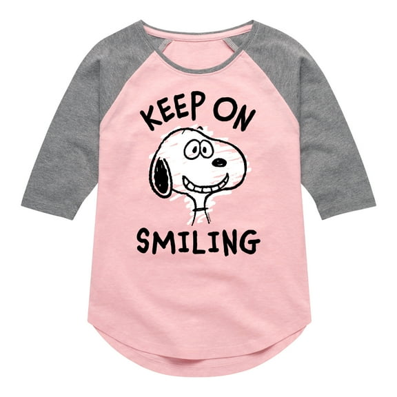 Peanuts - Keep On Smiling - Toddler & Youth Girls Raglan Graphic T-Shirt