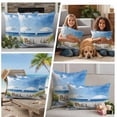 thumbnail image 5 of Coastal Beach Blue Outdoor Waterproof Pillow Covers, Nautical Wave Abstract Oil Painting Decorative Square Throw Pillowcase Sofa Cushion Sham for Patio/Couch/Chair, 20"x20" 2 Pack, 5 of 8