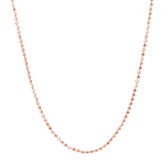 14k Rose Gold 1.15mm Sparkle-Cut Bead Chain Necklace Lobster Lock Closure 18 Inch Chain Necklace for Women and Men