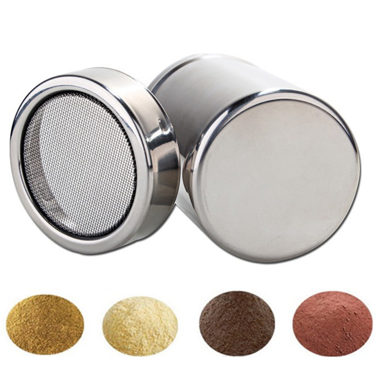 3 Pcs Coffee Cocoa Dredges with Fine-Mesh Lid Stainless Steel Mesh Shaker Powder Cans For Baking Cooking Home