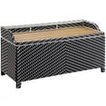 thumbnail image 5 of Furniture of America Azur Black Poolside Outdoor Wicker Metal Storage Bench, 5 of 9