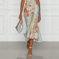 thumbnail image 6 of Printed Colors Floral Off The Shoulder Midi Dress, Twisted Knot Satin Bodycon Mermaid Hem Evening Dress, 6 of 6