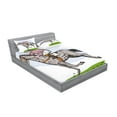 thumbnail image 2 of Ambesonne Animal Fitted Sheet & Pillow Sham Set, Horse Racing Sketch, Queen, Multicolor, 2 of 2